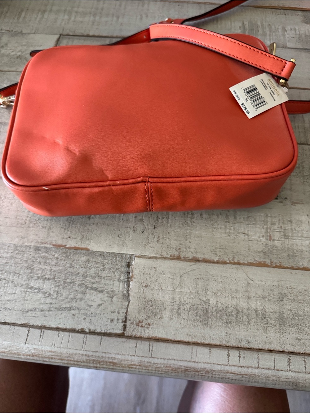 Michael Kors Cream and Orange Crossbody Bag with MK Logo Patch - Picture 11 of 13